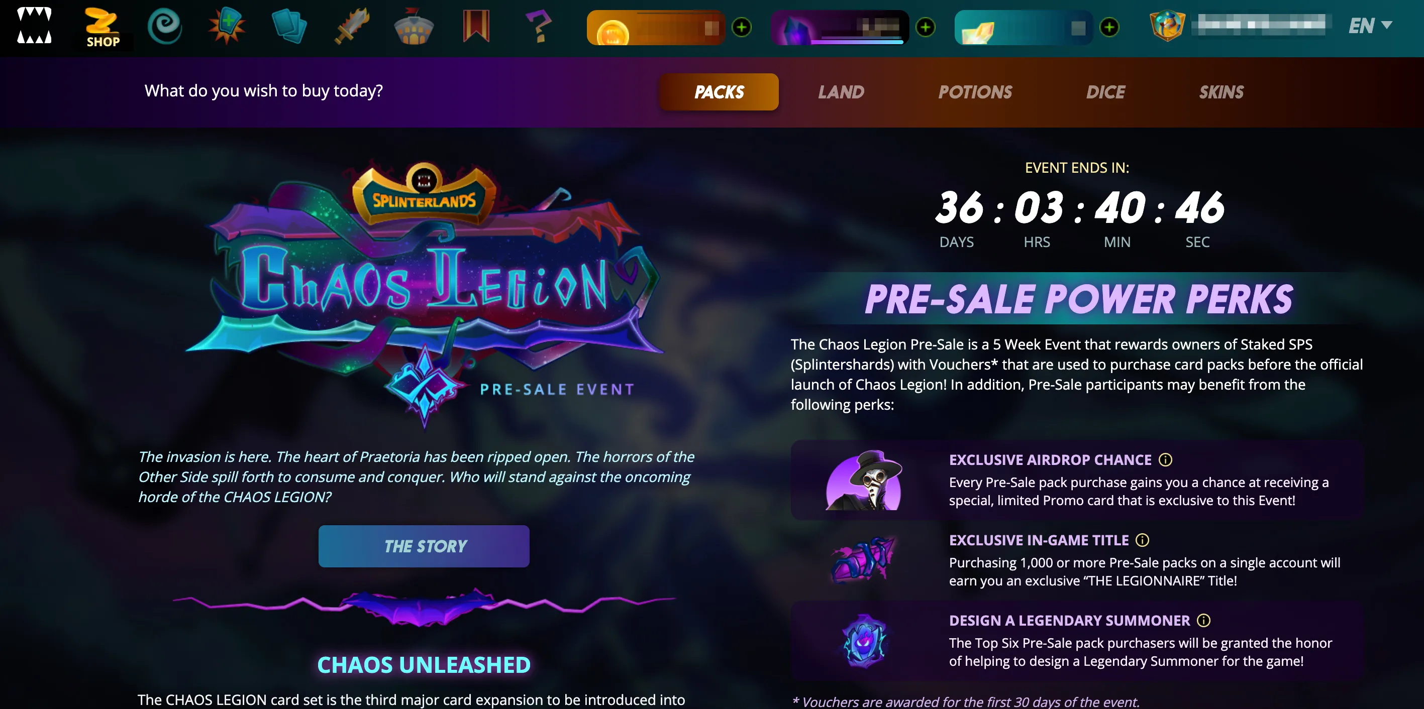 Click the shop tab on the Splinterlands home page.